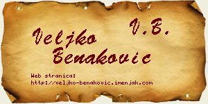 Veljko Benaković vizit kartica